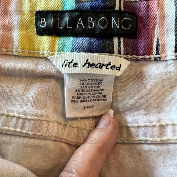 Billabong Lite Hearted rainbow striped cheeky denim shorts - Picture 2 of 3